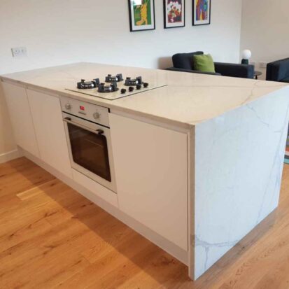 Installed quartz worktop