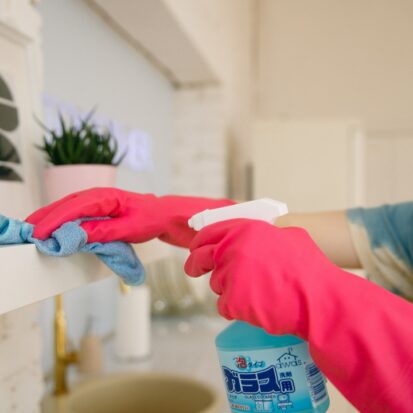 quartz cleaner used on windowsill