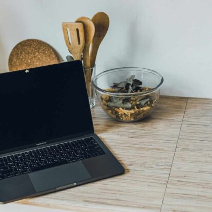 laminate worktops and a computer