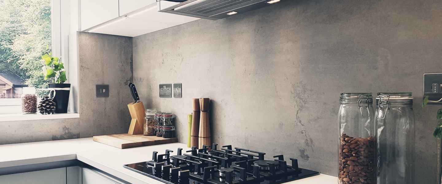 Gas Hob on white quartz