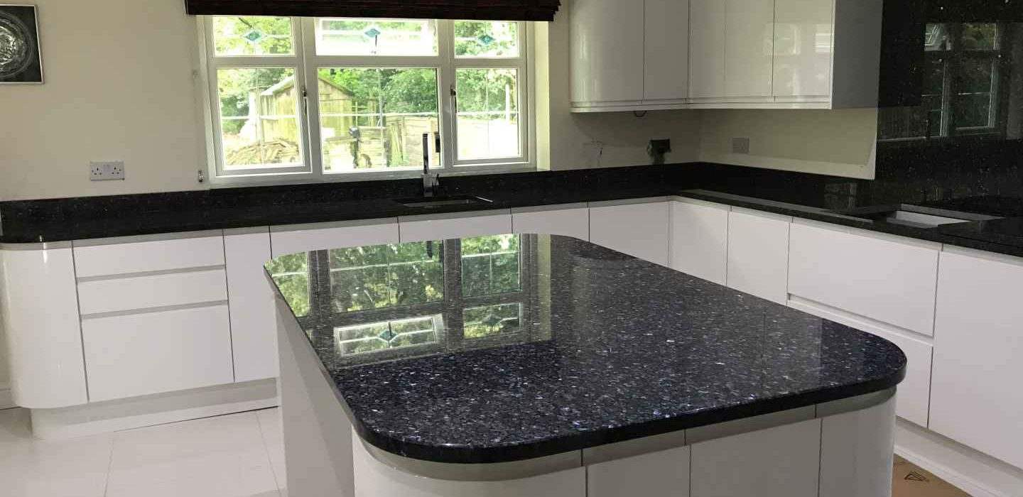 Blue Pearl granite island