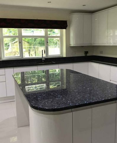 Blue Pearl granite island