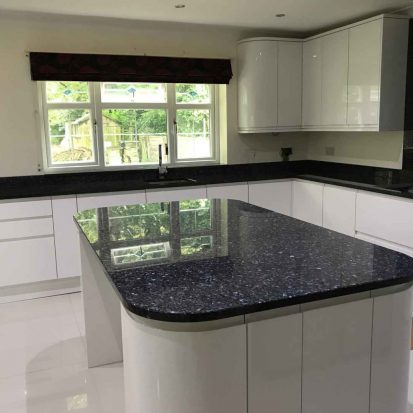 Blue Pearl granite island