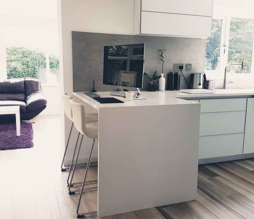 Side Panels on Super White worktops