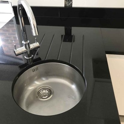 Undermount Sink on Indian Jet Black granite