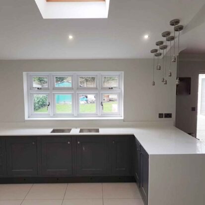 White quartz kitchen in Leeds