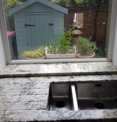 Kitchen granite worktops windowsill