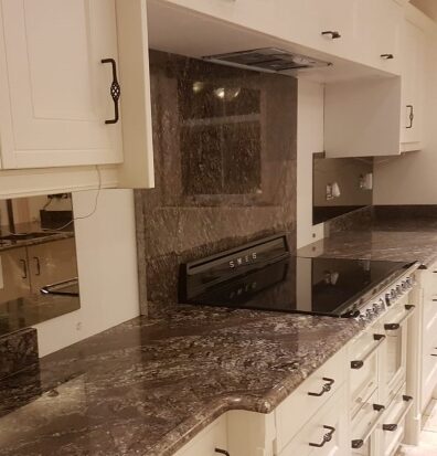 Kitchen granite worktop splashback
