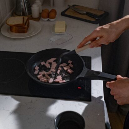 granite kitchen worktops cooking on hob