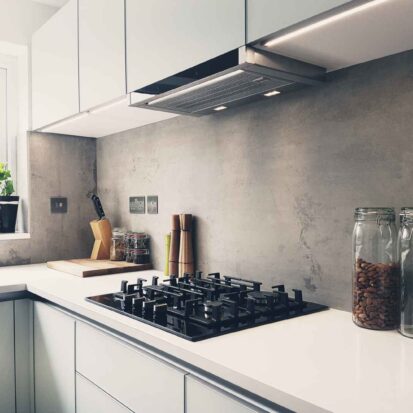 Dekton worktops with Ceramic splashback cladding