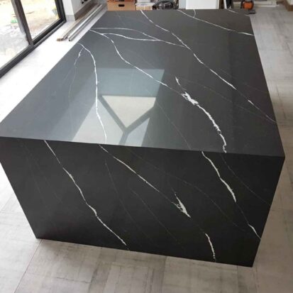 Dekton kitchen worktops black marquina island