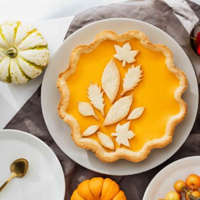 pumpkin cake on worktop table