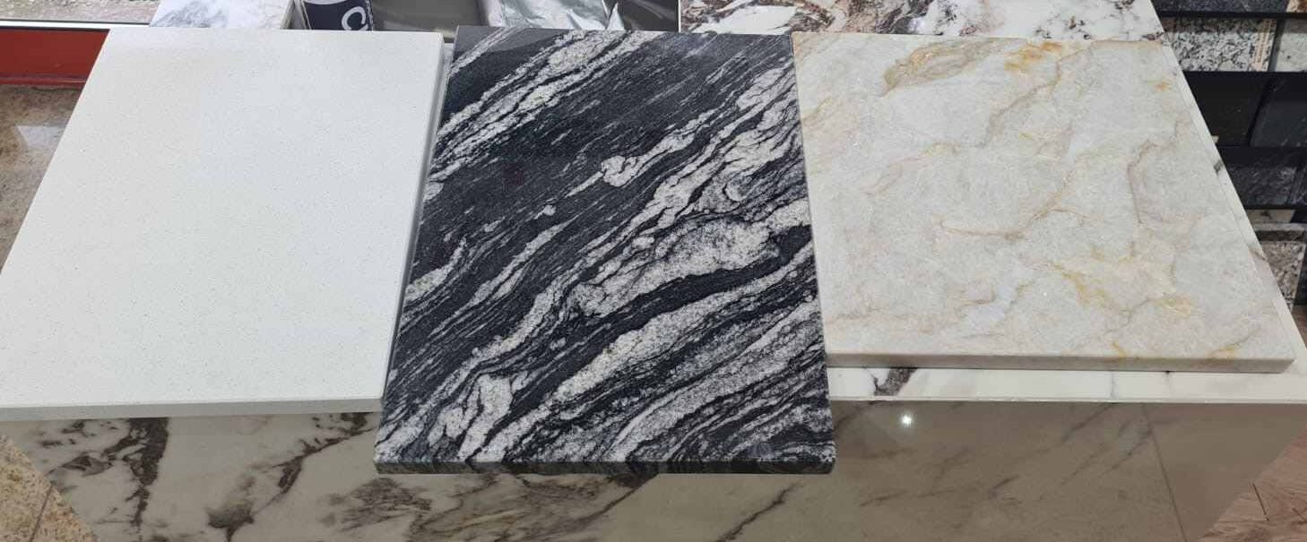 granite, marble and quartz cutter boards lined up