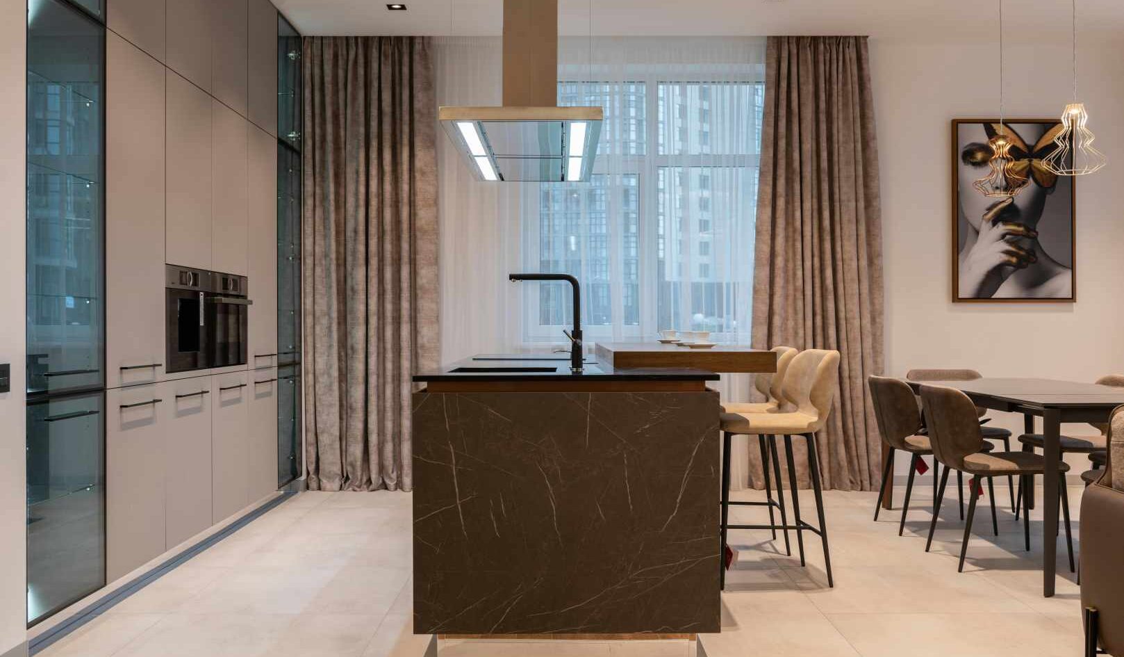 dark marble island for kitchen - stunning centrepiece